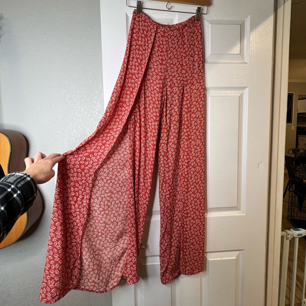 High slit printed flare boutique pants